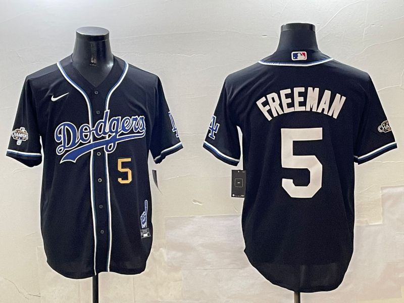 Men Los Angeles Dodgers 5 Freeman Black Fashion Game 2025 Nike MLB Jersey style 3065